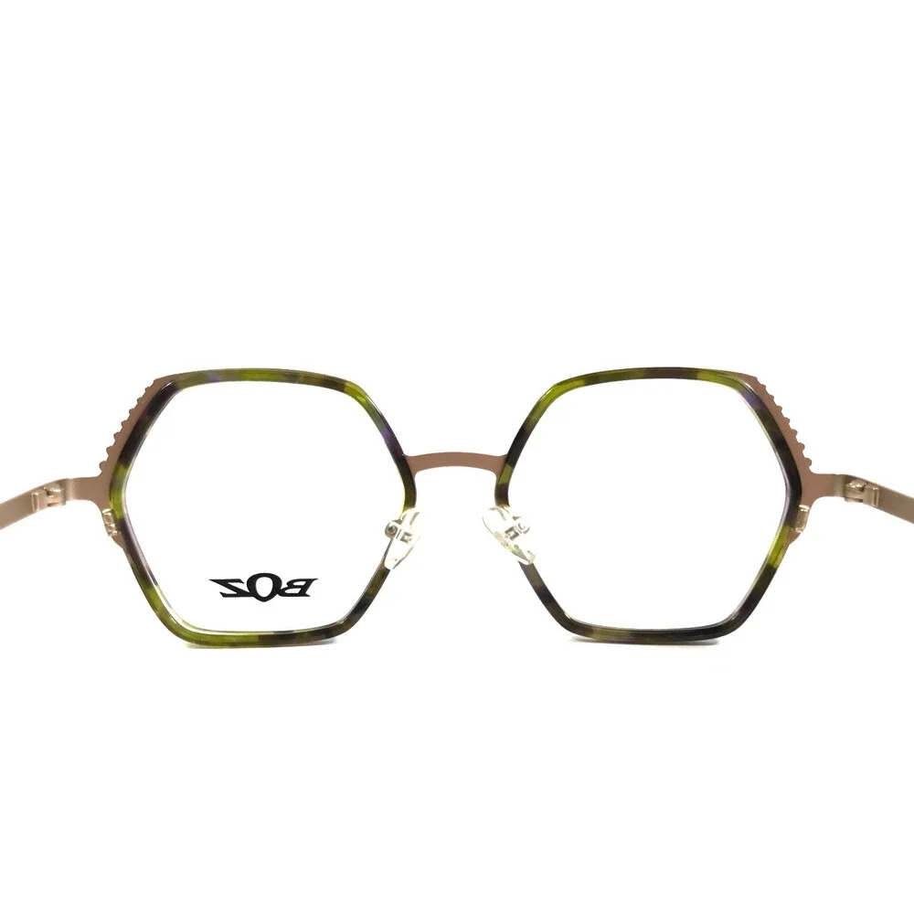 BOZ Eyeglasses Frames MADYSSON 4545 Green Satin Gold Chamois Full Rim 51-17-140